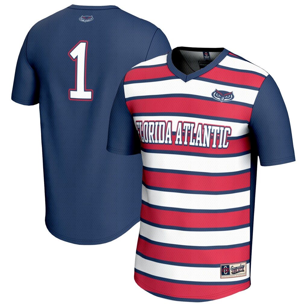 Youth GameDay Greats Navy/Red #1 Florida Atlantic Owls Lightweight Collegiate Soccer Fashion Jersey - Jersey