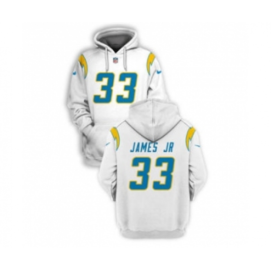 Men's Los Angeles Chargers #33 Derwin James JR 2021 White Pullover Football Hoodie - Jersey