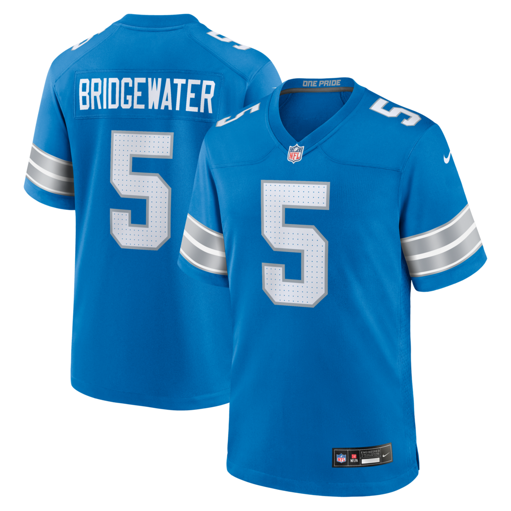 Men's Detroit Lions Teddy Bridgewater Nike Blue Team Game Jersey - Jersey
