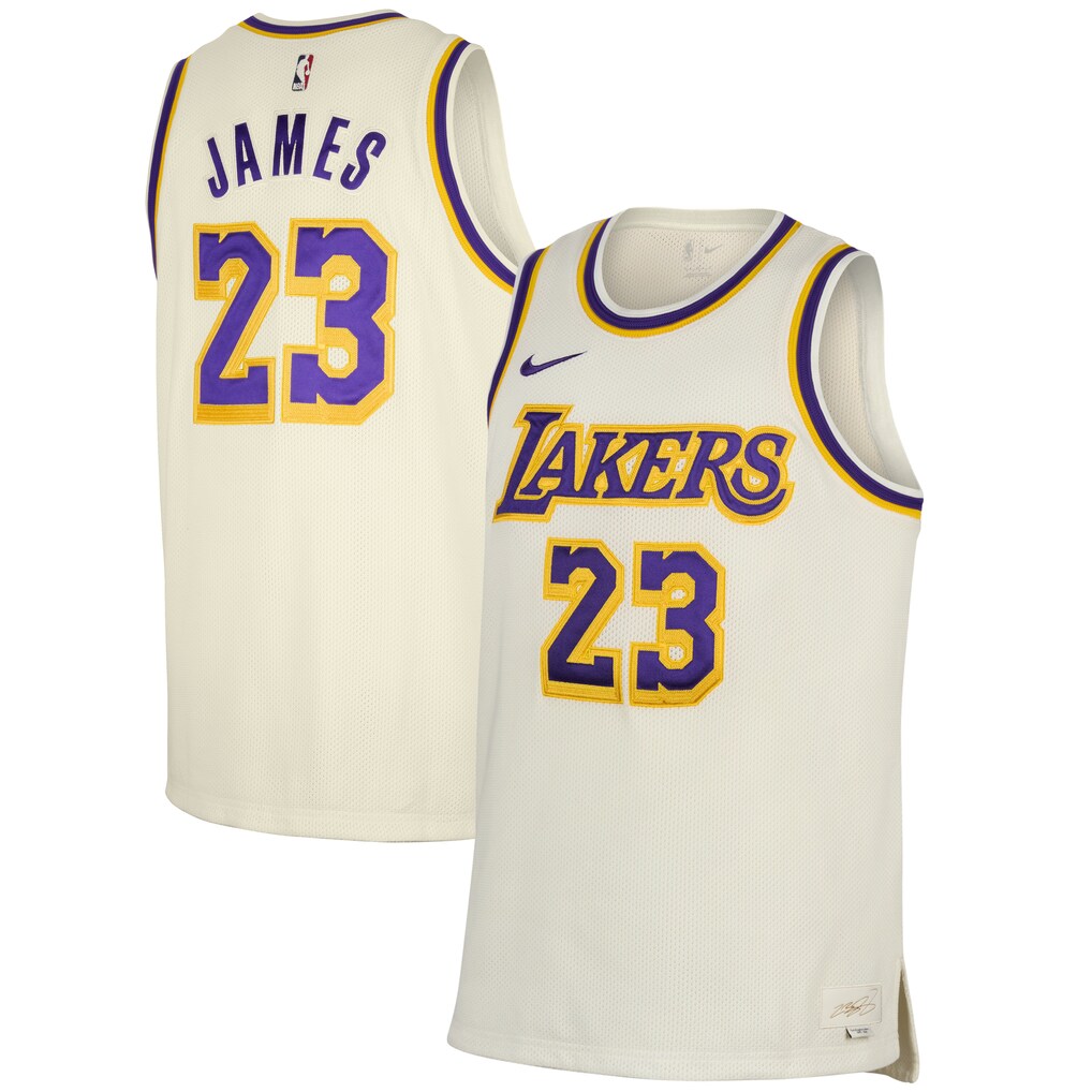 Men's Los Angeles Lakers LeBron James Nike White Forever King Association Authentic Jersey - Jersey