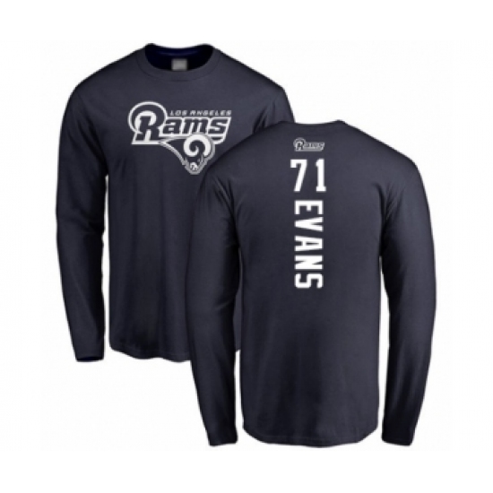 Football Los Angeles Rams #71 Bobby Evans Navy Blue Backer Long Sleeve T-Shirt - Jersey