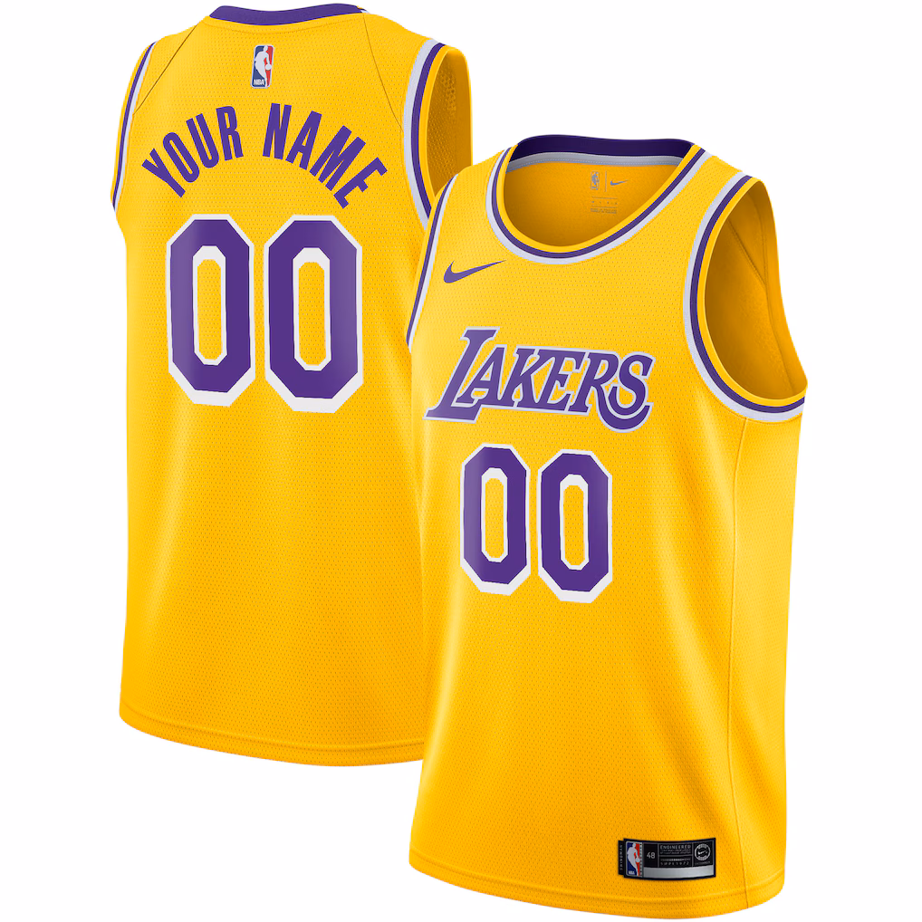 Men's Los Angeles Lakers Nike Gold Custom Swingman Jersey - Icon Edition - Jersey