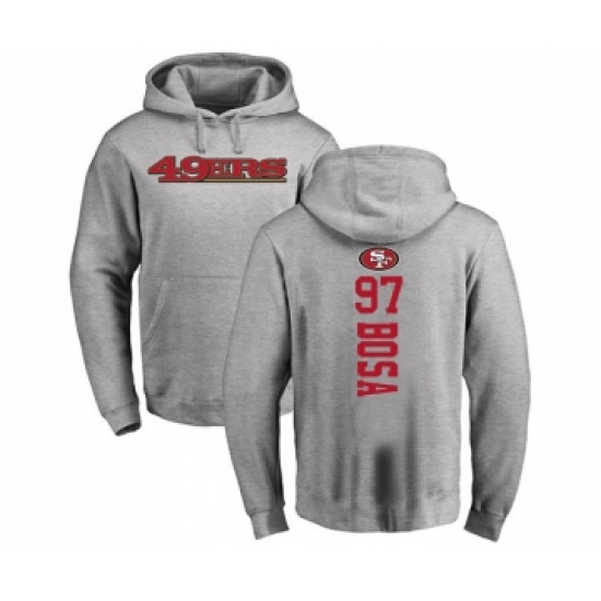 Football San Francisco 49ers #97 Nick Bosa Ash Backer Pullover Hoodie - Jersey