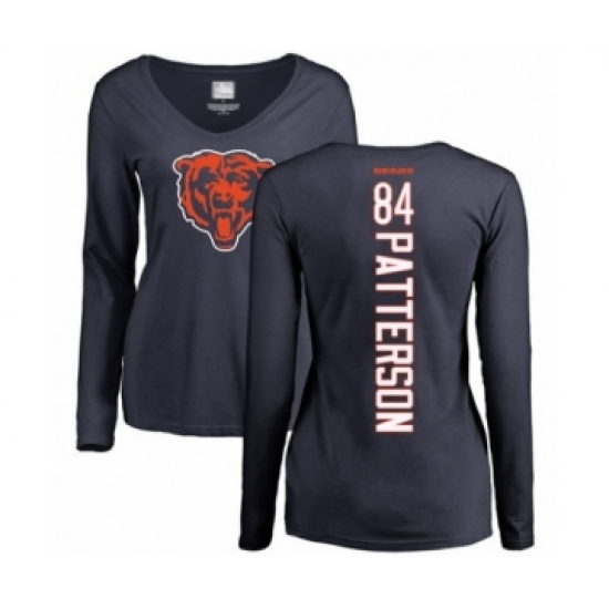 Football Women's Chicago Bears #84 Cordarrelle Patterson Navy Blue Backer Long Sleeve T-Shirt - Jersey
