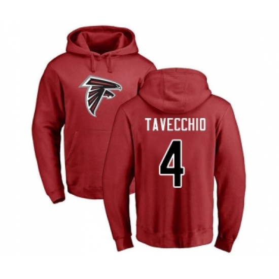 Football Atlanta Falcons #4 Giorgio Tavecchio Red Name & Number Logo Pullover Hoodie - Jersey
