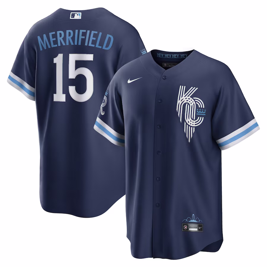 Men's Kansas City Royals Whit Merrifield Nike Navy City Connect Replica Player Jersey - Jersey