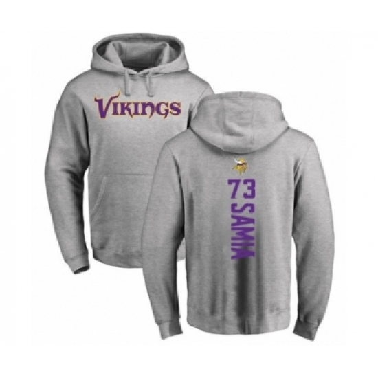 Football Minnesota Vikings #73 Dru Samia Ash Backer Pullover Hoodie - Jersey