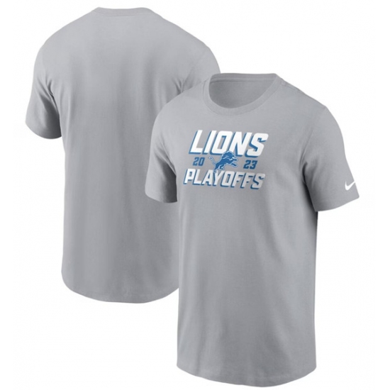 Men's Detroit Lions Gray 2023 Playoffs Iconic T-Shirt - Jersey
