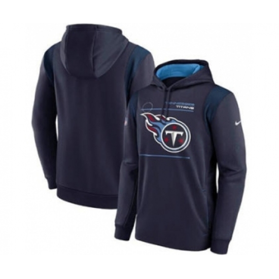 Men's Tennessee Titans 2021 Navy Sideline Logo Performance Pullover Hoodie - Jersey