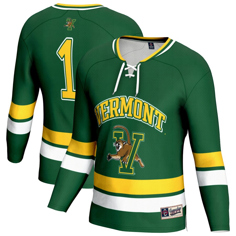 Youth GameDay Greats Green Vermont Catamounts Lightweight Fashion Men's Hockey Jersey - Jersey