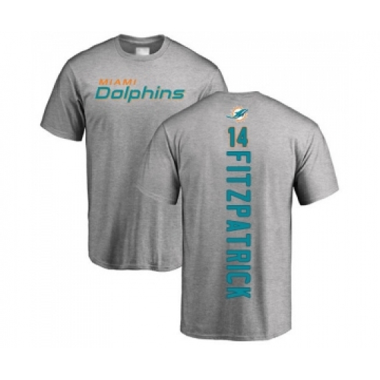Football Miami Dolphins #14 Ryan Fitzpatrick Ash Backer T-Shirt - Jersey