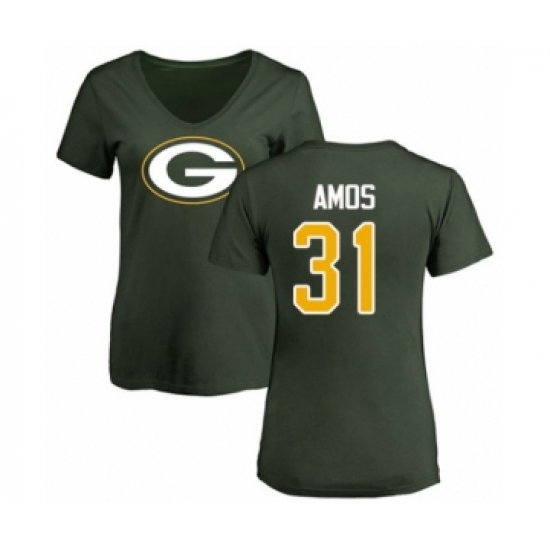 Football Women's Green Bay Packers #31 Adrian Amos Green Name & Number Logo T-Shirt - Jersey