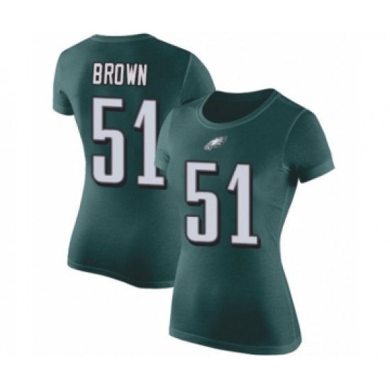 Women's Philadelphia Eagles #51 Zach Brown Green Rush Pride Name & Number T-Shirt - Jersey