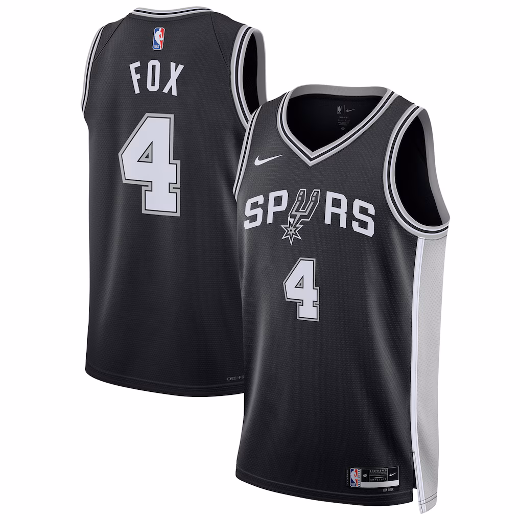 Unisex San Antonio Spurs De'Aaron Fox Nike Black Swingman Player Jersey - Icon Edition - Jersey