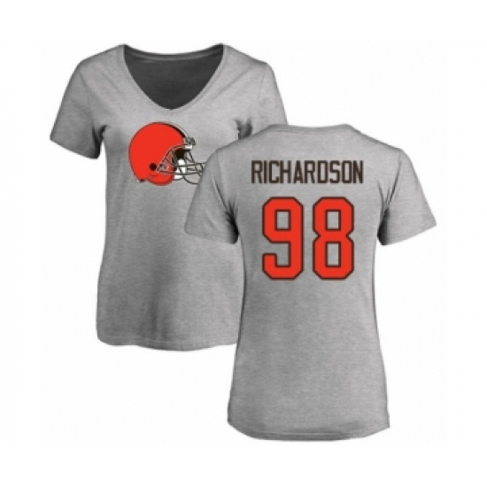 Football Women's Cleveland Browns #98 Sheldon Richardson Ash Name & Number Logo T-Shirt - Jersey