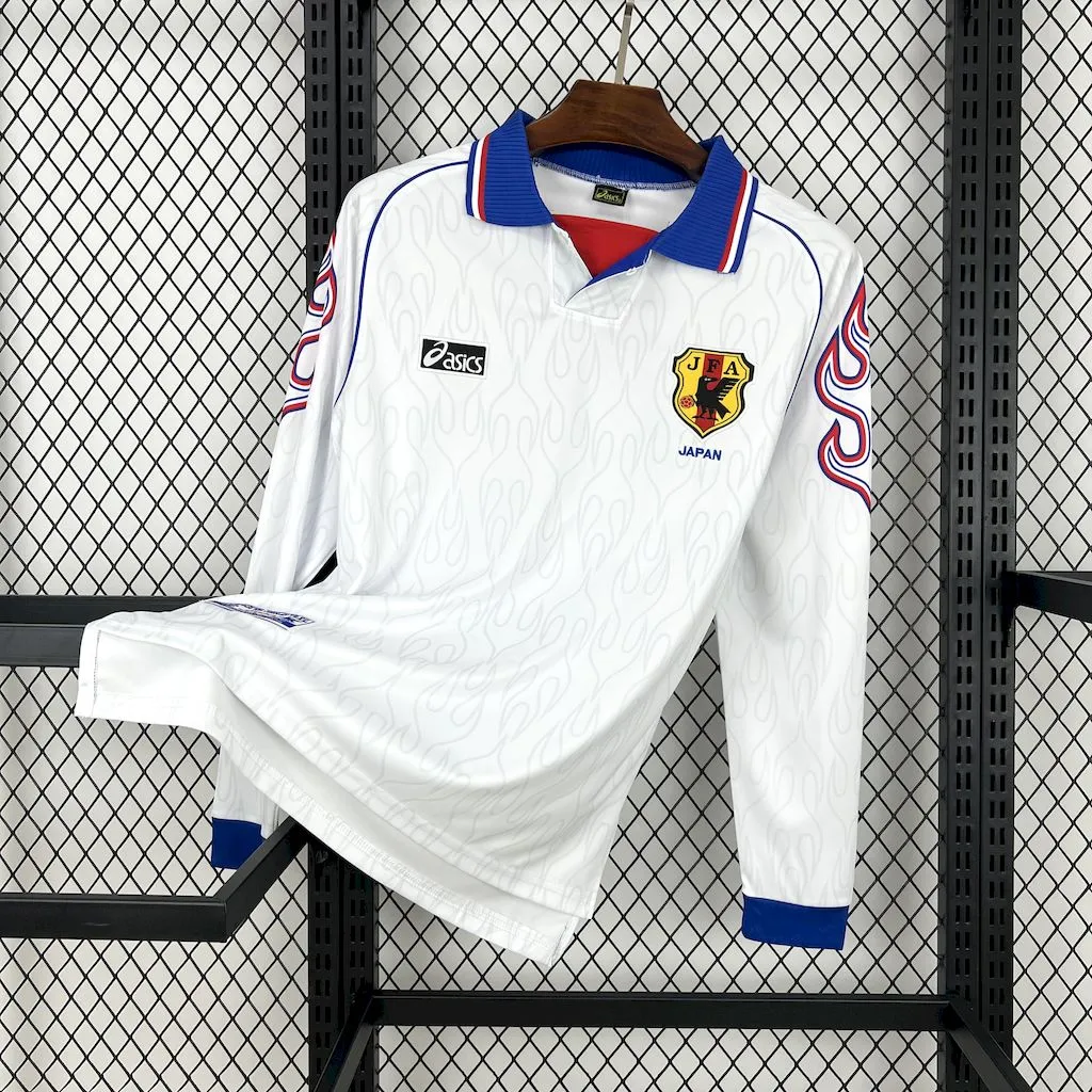 Japan Retro Soccer Jersey Away Custom Long Sleeve Shirt 1998 - Jersey