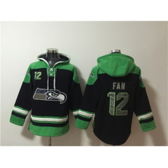 Men's Seattle Seahawks #12 Fan Black Ageless Must-Have Lace-Up Pullover Hoodie - Jersey