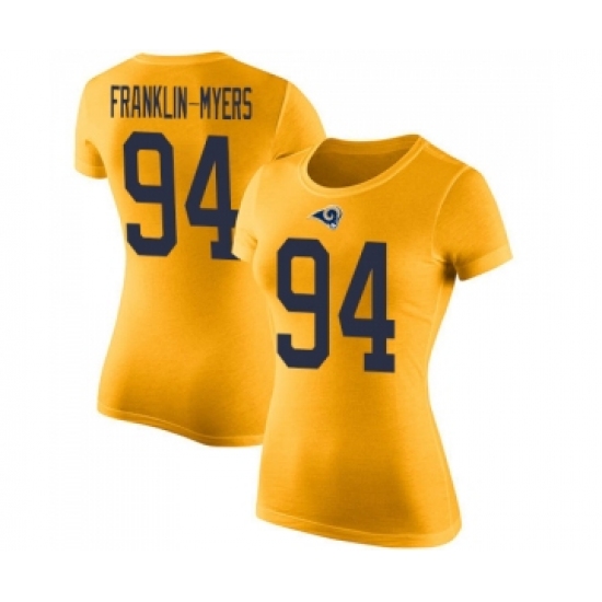 Women's Los Angeles Rams #94 John Franklin-Myers Gold Rush Pride Name & Number T-Shirt - Jersey