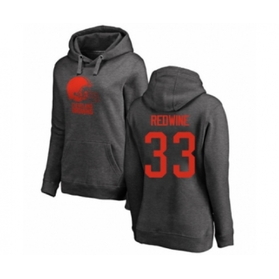 Football Women's Cleveland Browns #33 Sheldrick Redwine Ash One Color Pullover Hoodie - Jersey