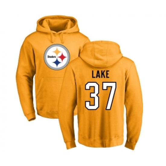 Football Pittsburgh Steelers #37 Carnell Lake Gold Name & Number Logo Pullover Hoodie - Jersey