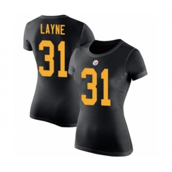 Women's Pittsburgh Steelers #31 Justin Layne Black Rush Pride Name & Number T-Shirt - Jersey