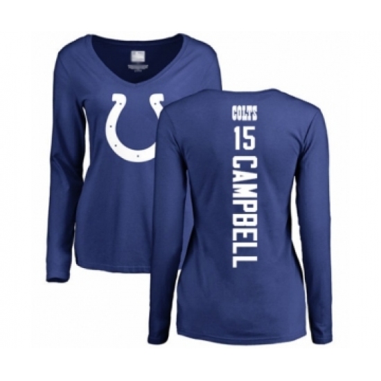 Football Women's Indianapolis Colts #15 Parris Campbell Royal Blue Backer Long Sleeve T-Shirt - Jersey