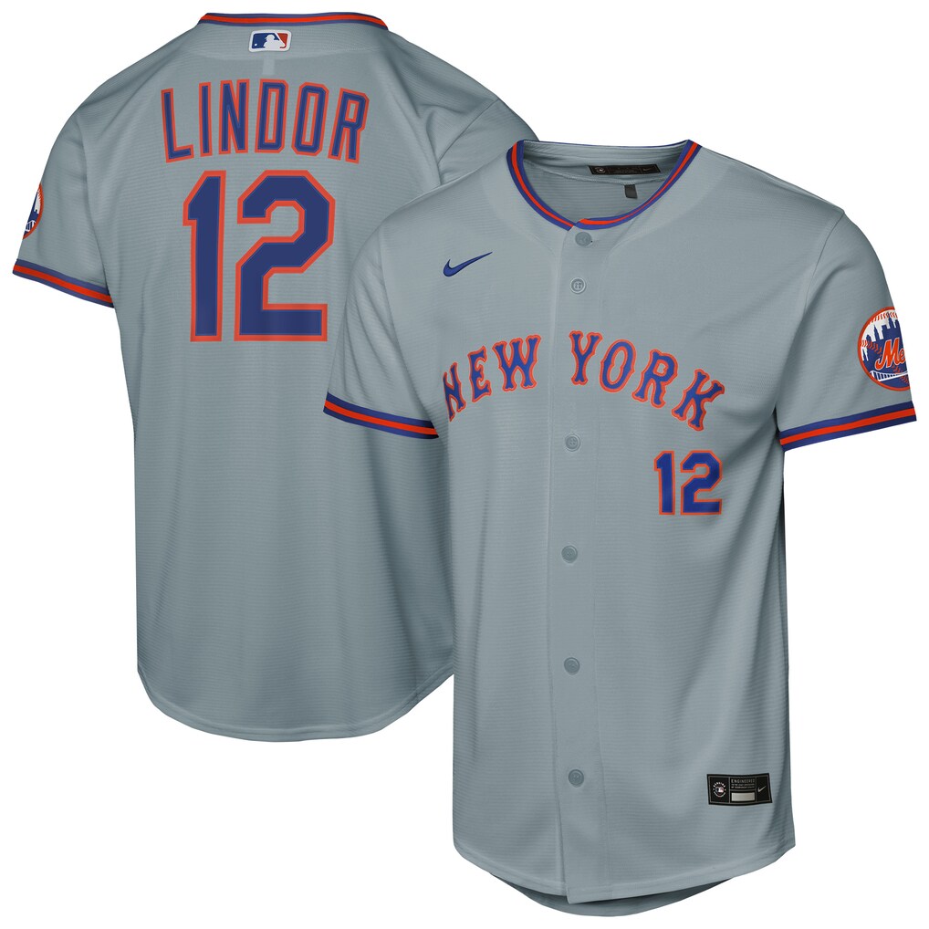 Youth New York Mets Francisco Lindor Nike Gray Road Stadium Player Jersey - Jersey