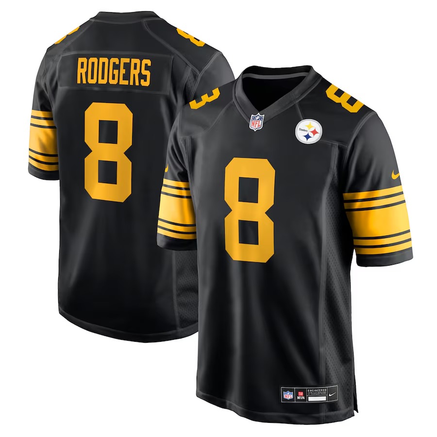 Men's Pittsburgh Steelers Aaron Rodgers Nike Black Alternate Game Jersey - Jersey