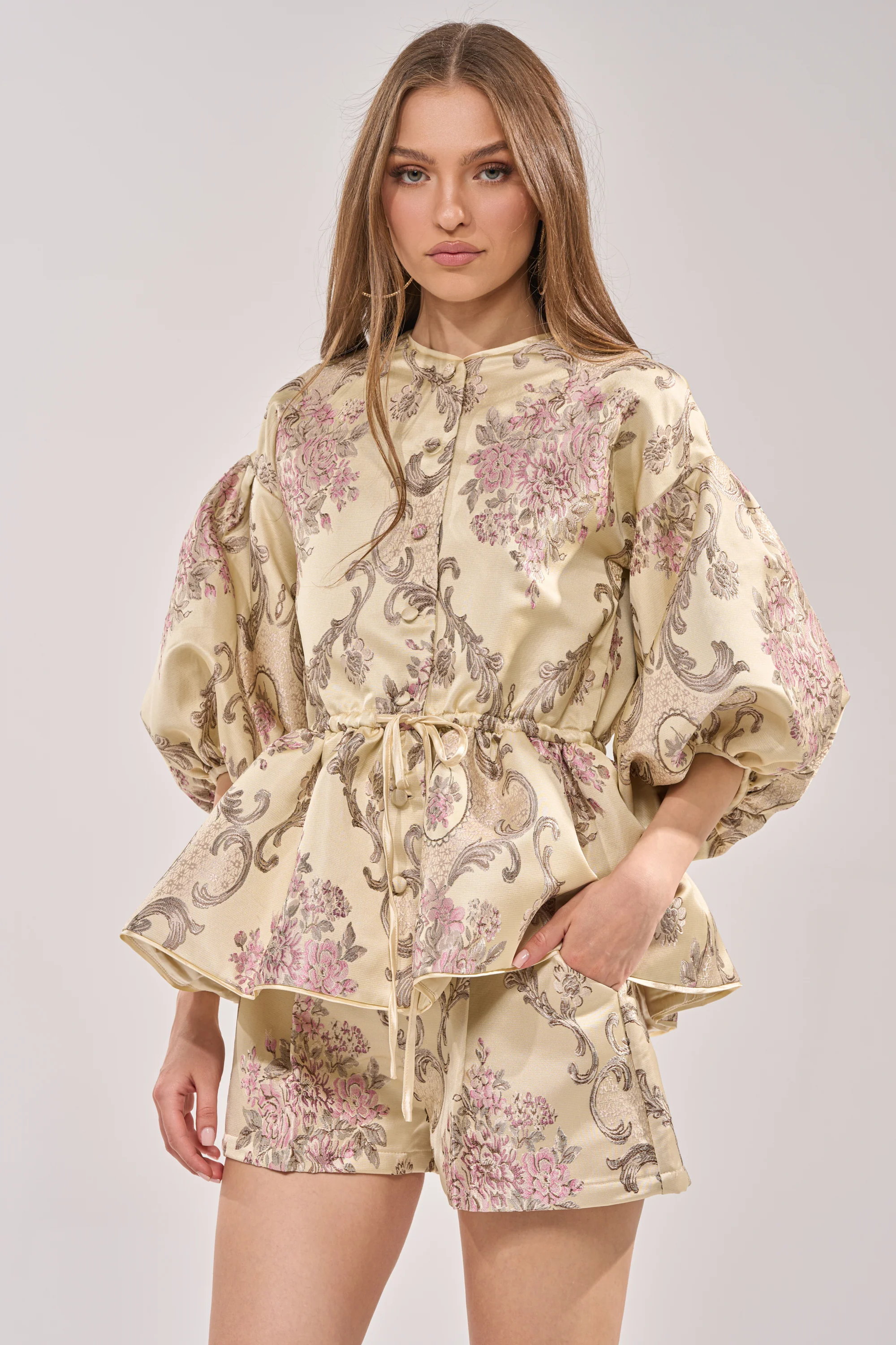 PORCELAIN DOLL BROCADE TOP - Akira Wear