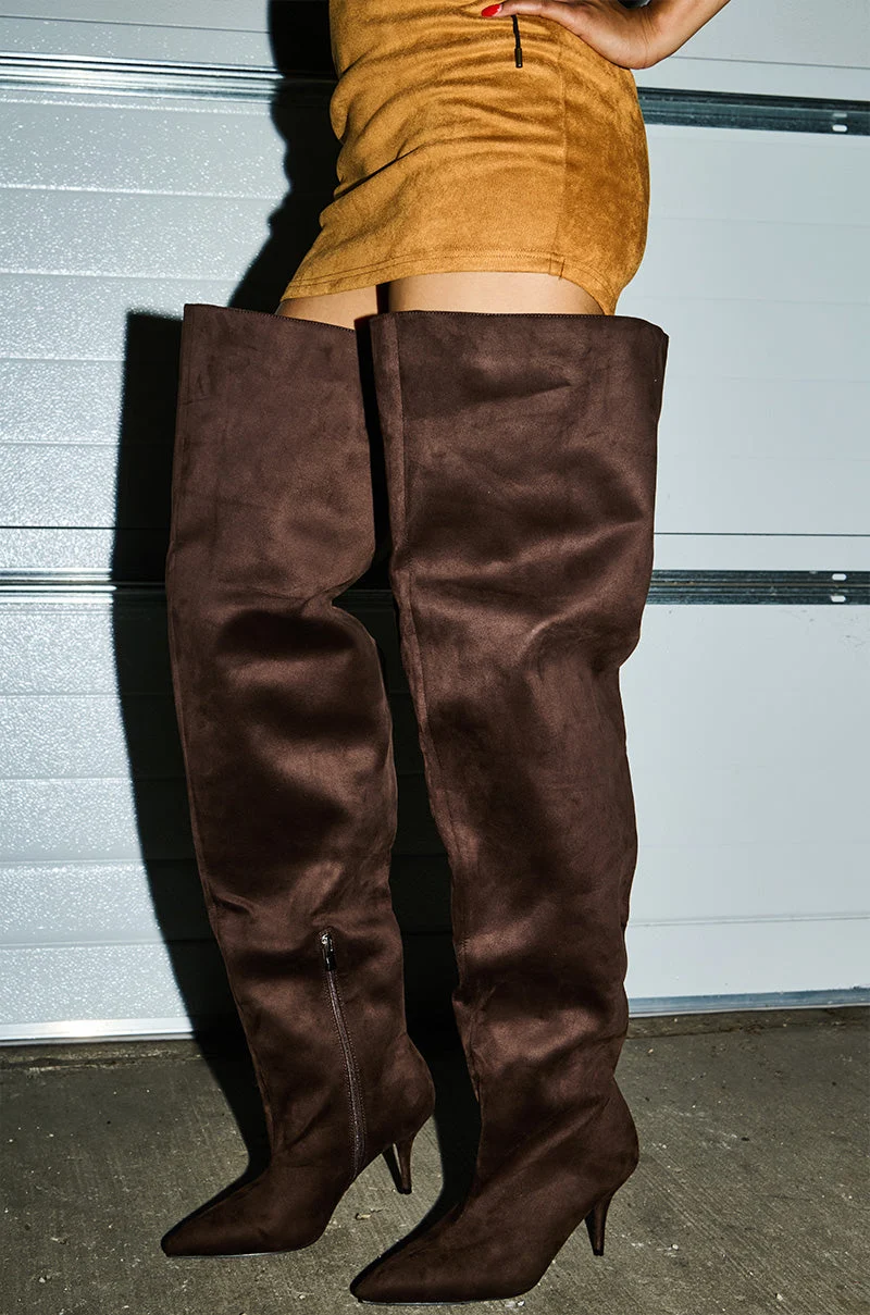 AZALEA WANG HALINA CHOCOLATE THIGH HIGH BOOT - Akira Wear