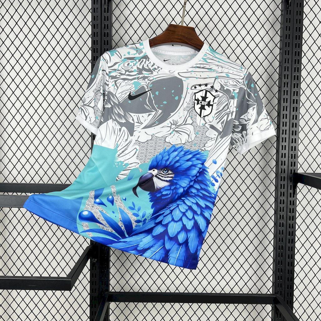 Brazil Soccer Jersey Blue Parrot Special Edition Custom Shirt 2025 - Jersey