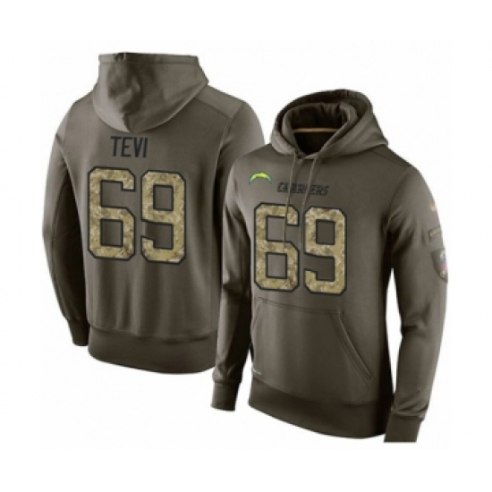Football Los Angeles Chargers #69 Sam Tevi Green Salute To Service Men's Pullover Hoodie - Jersey