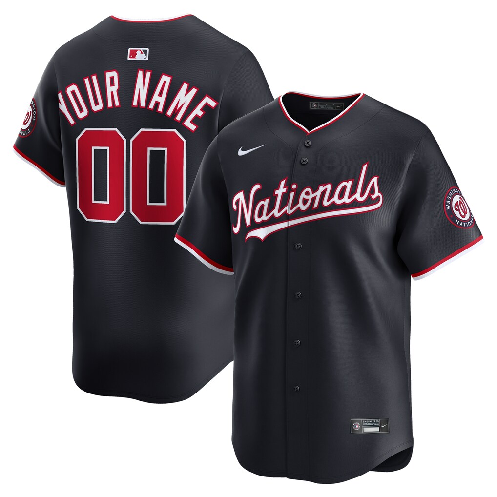 Men's Washington Nationals Nike Navy Alternate Limited Custom Jersey - Jersey