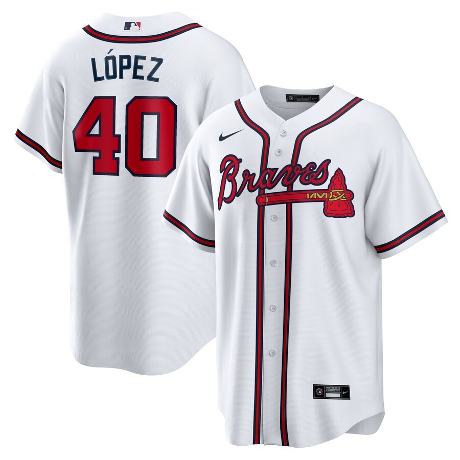 Men's Atlanta Braves Reynaldo Lopez Nike White Home Replica Jersey - Jersey