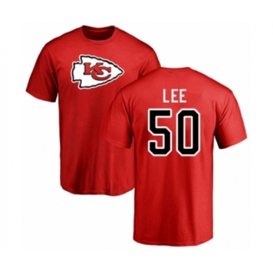 Football Kansas City Chiefs #50 Darron Lee Red Name & Number Logo T-Shirt - Jersey