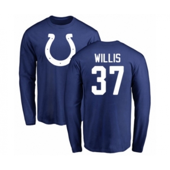 Football Indianapolis Colts #37 Khari Willis Royal Blue Name & Number Logo Long Sleeve T-Shirt - Jersey