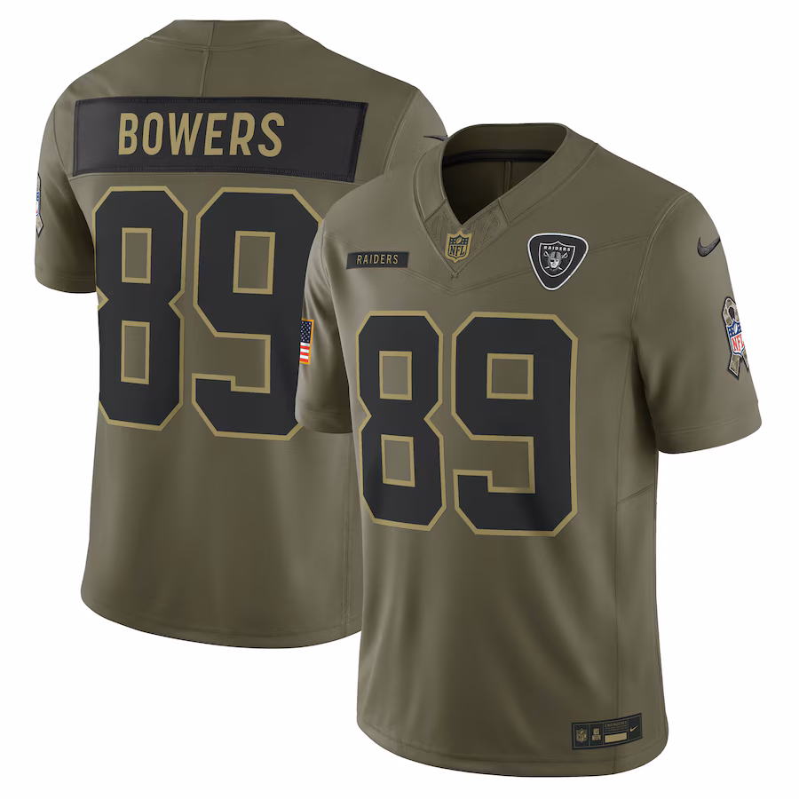 Men's Las Vegas Raiders Brock Bowers Nike Olive 2025 Salute to Service Limited Jersey - Jersey