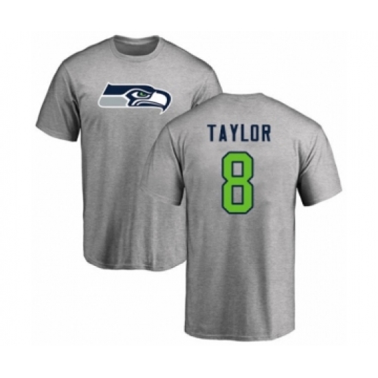 Football Seattle Seahawks #8 Jamar Taylor Ash Name & Number Logo T-Shirt - Jersey