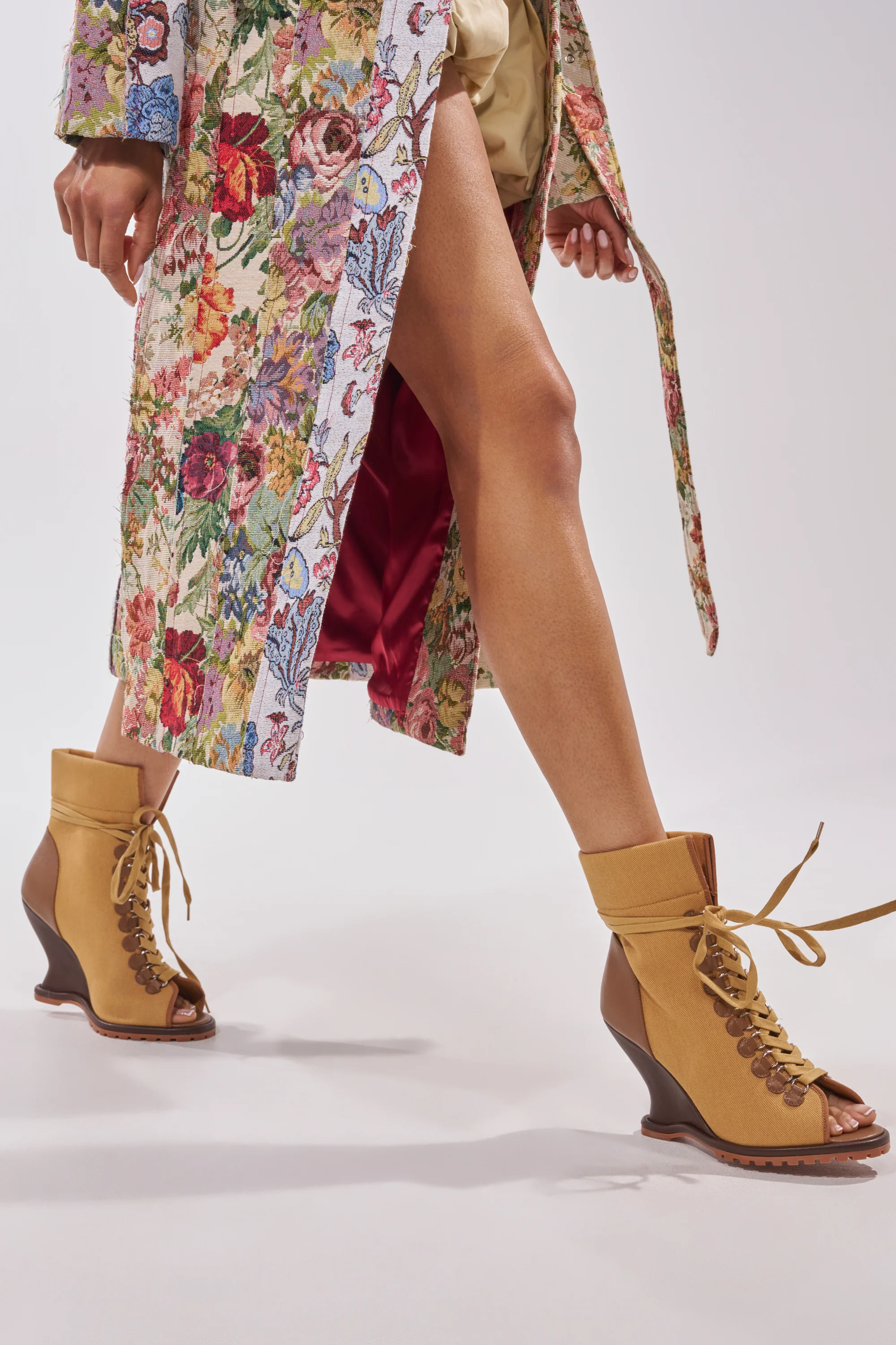 AZALEA WANG PINGREE BROWN OPEN TOE WEDGE BOOTIE - Akira Wear