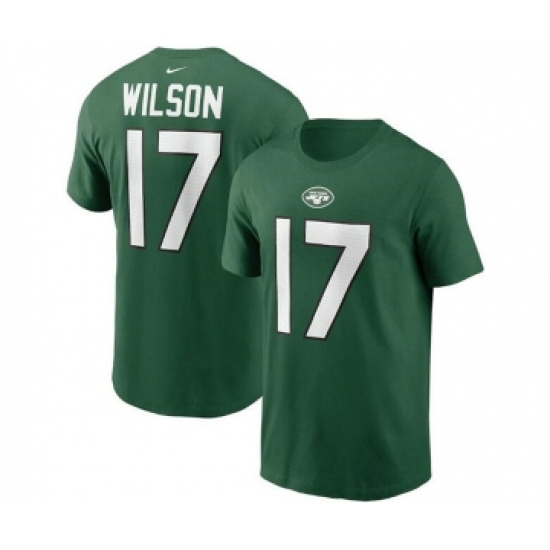 Men's New York Jets #17 Garrett Wilson 2022 Green Name & Number T-Shirt - Jersey