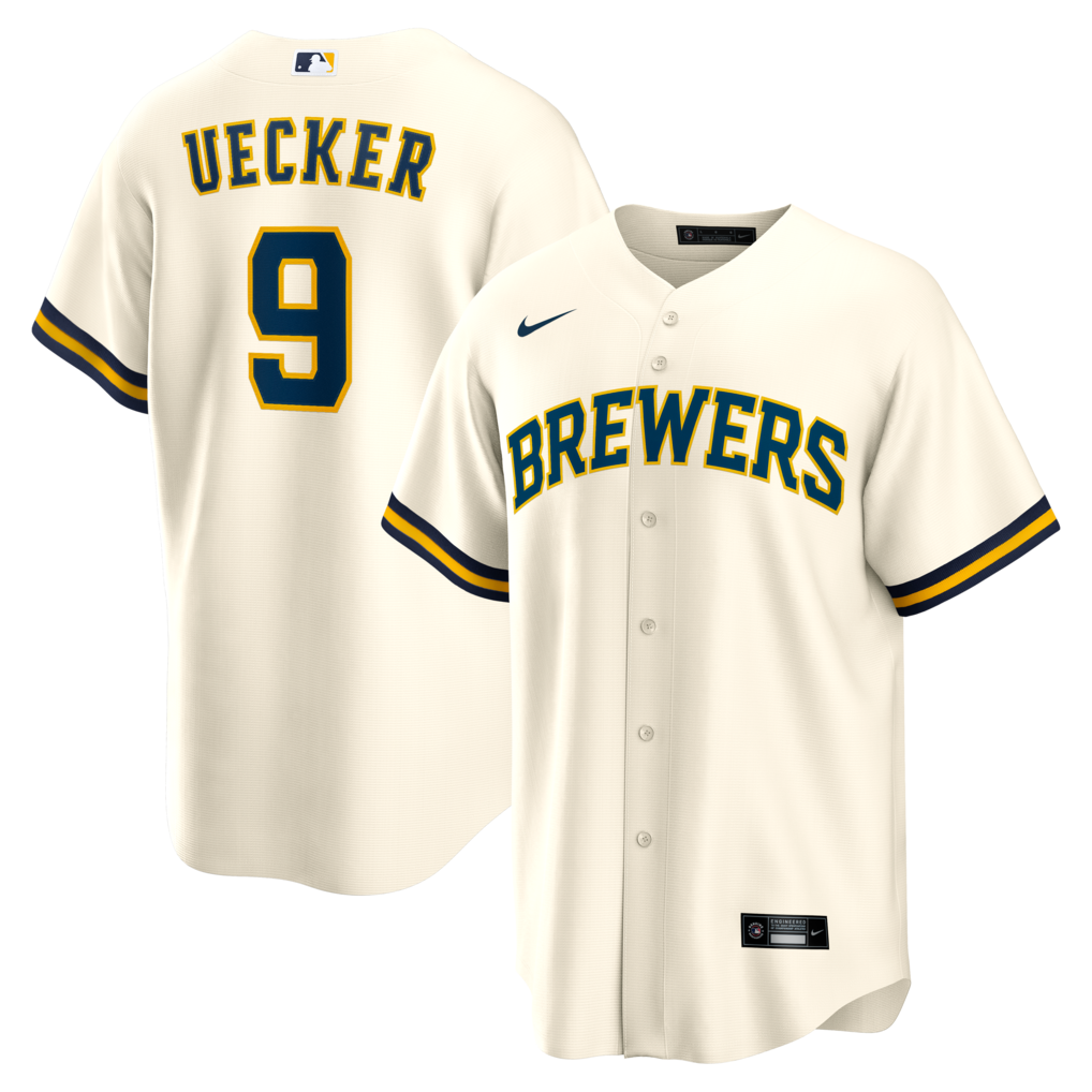 Men's Milwaukee Brewers Bob Uecker Nike Cream Home Retired Player Replica Jersey - Jersey