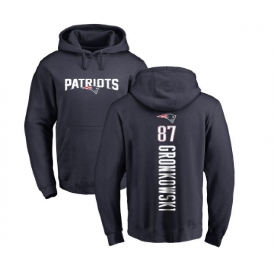 Football New England Patriots #87 Rob Gronkowski Navy Blue Backer Pullover Hoodie - Jersey