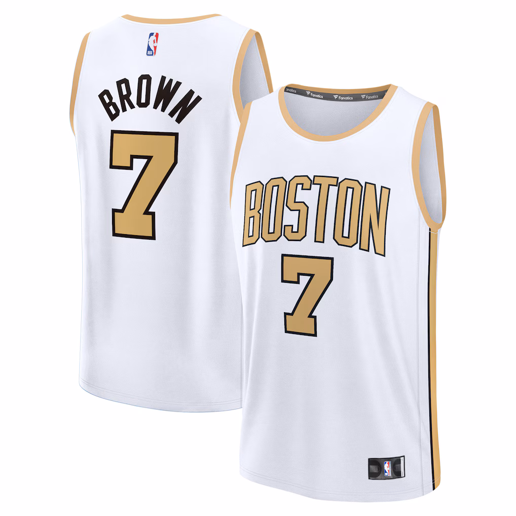 Men's Boston Celtics Jaylen Brown Fanatics White 2025/26 City Edition Fast Break Jersey - Jersey
