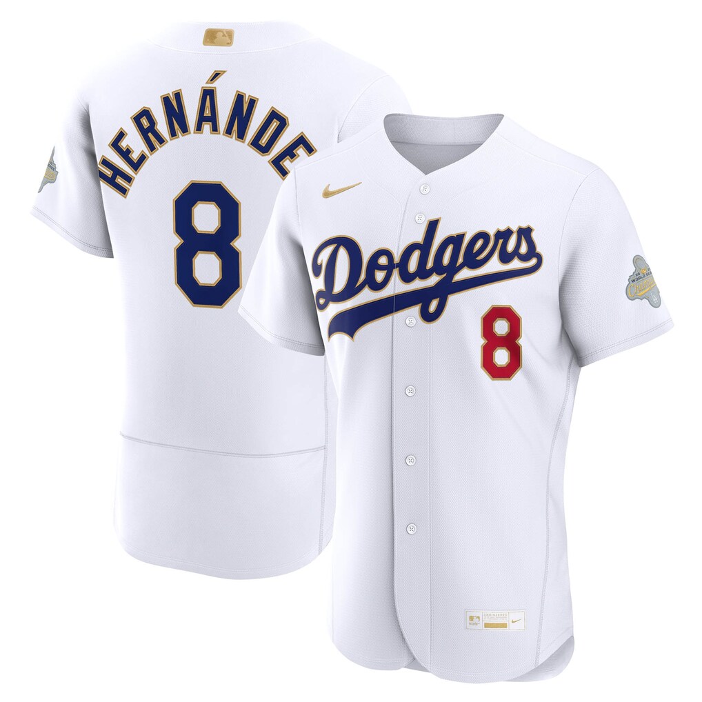 Men's Los Angeles Dodgers Enrique Hernández Nike White 2026 Gold Collection Authentic Jersey - Jersey