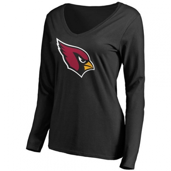 NFL Women Arizona Cardinals Black Primary Team Logo Slim Fit Long Sleeve T-Shirt - Jersey