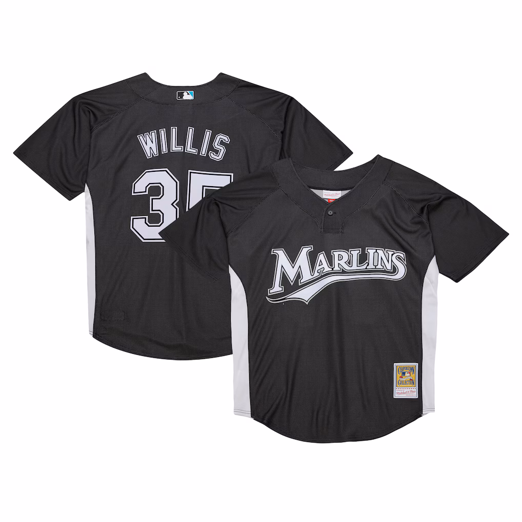 Men's Florida Marlins Dontrelle Willis Mitchell & Ness Black Authentic Batting Practice Jersey - Jersey