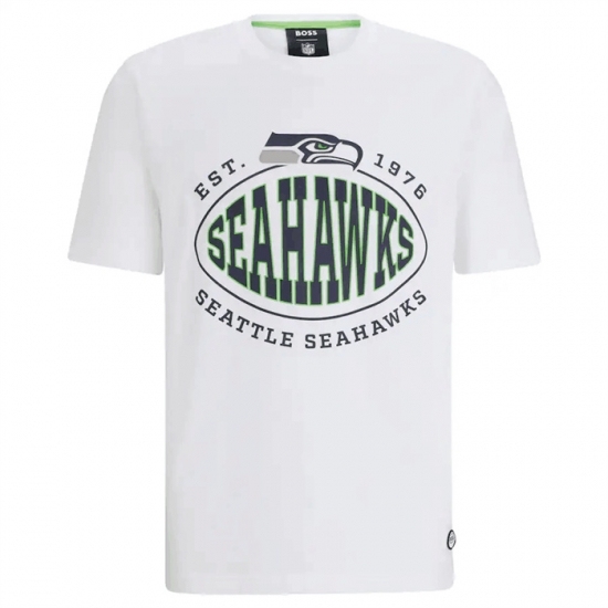Men's Seattle Seahawks White BOSS X Trap T Shirt - Jersey