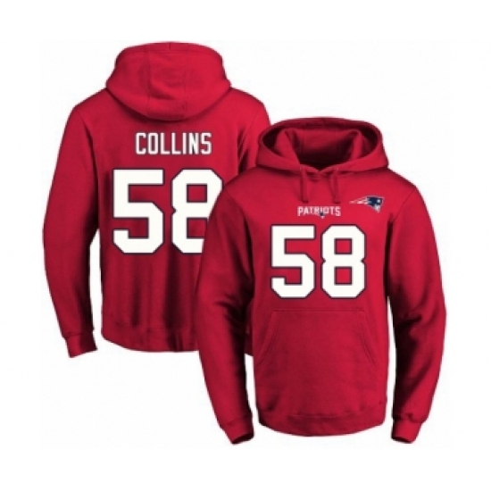 Football Men's New England Patriots #58 Jamie Collins Red Name & Number Pullover Hoodie - Jersey