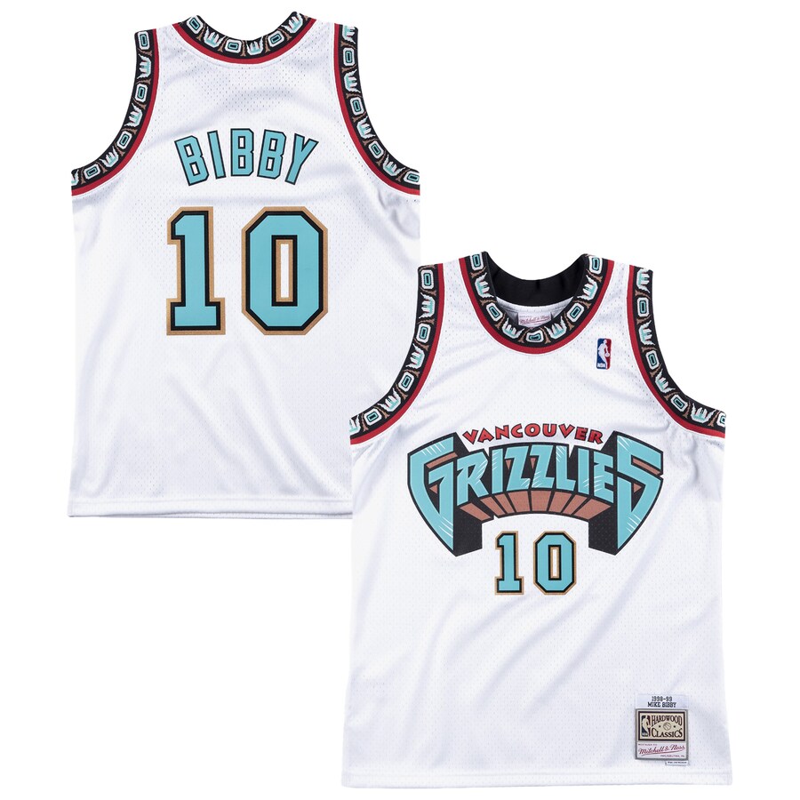 Men's Vancouver Grizzlies Mike Bibby Mitchell & Ness White 1998/99 Hardwood Classics Swingman Jersey - Jersey