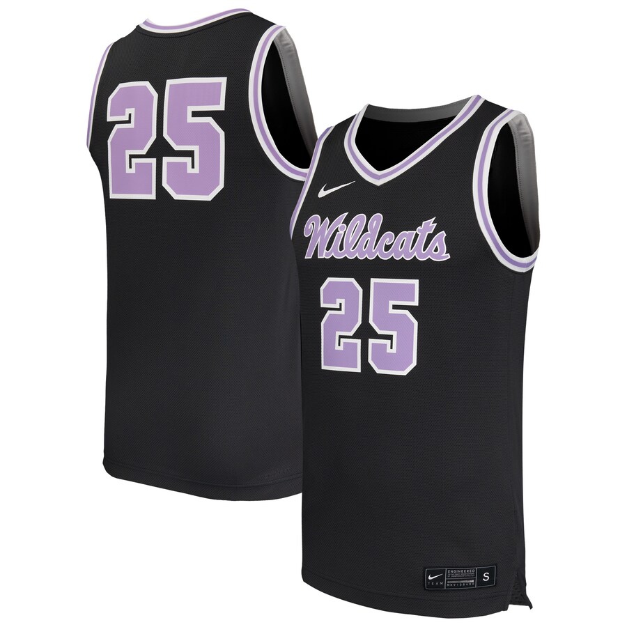Men's Nike #25 Black Kansas State Wildcats Replica Basketball Jersey - Jersey